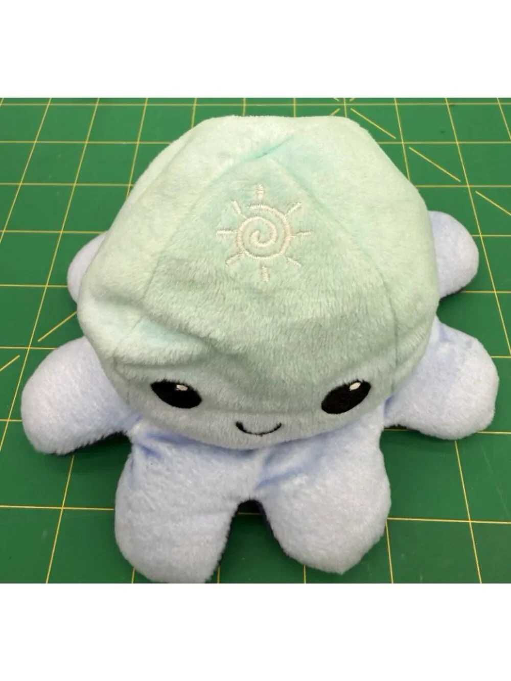 2021 TeeTurtle Reversible Octopus  Dark Blue Light Blue Ocean Day Night Plush 6”